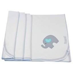Manta em Malha Elefante Coração Azul - 1