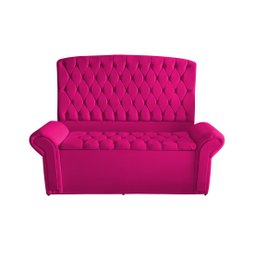 Kit Dubaí Cabeceira de Cama Box Casal e Recamier Baú Queen 160 Cm Suede Rosa Pink Eli Móveis - 1