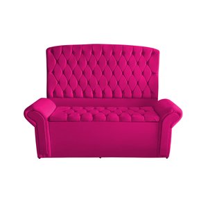 Kit Dubaí Cabeceira de Cama Box Casal e Recamier Baú Queen 160 Cm Suede Rosa Pink Eli Móveis