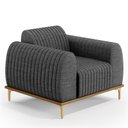 Ver imagem 3 de Kit 02 Poltronas Decorativa Base Madeira Pés D'Ouro Molino D02 Linho Cinza Escuro C-416 - Lyam
