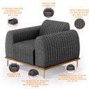 Ver imagem 4 de Kit 02 Poltronas Decorativa Base Madeira Pés D'Ouro Molino D02 Linho Cinza Escuro C-416 - Lyam