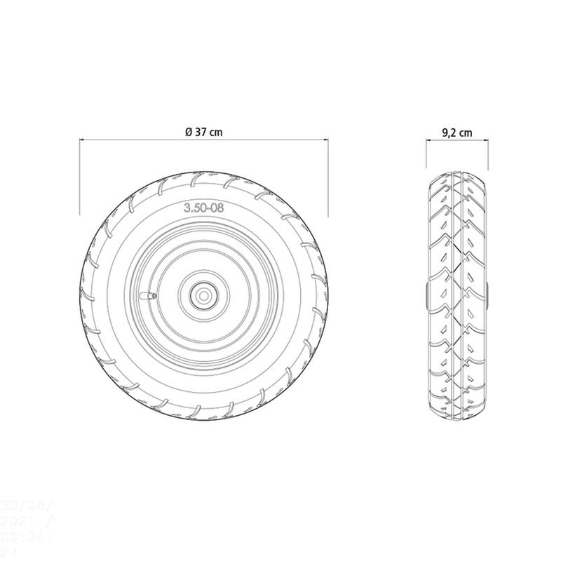 Pneu Câmara 3.5/8" Roda Metálica Tramontin Carrinho Mão Bucha Plástica Tramontina - 4