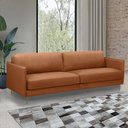 Ver imagem 1 de Sofá Decorativo Anthony 3 Lugares Sala de Estar 240cm Pés em Aço Couro Conhaque G88 - Gran Belo