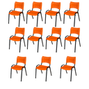 Ver imagem 2 de Kit 11 Cadeiras Iso Fixa Empilhável Escola Igreja Salão:laranja