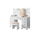 Ver imagem 2 de Penteadeira Camarim 9 Gavetas com Banqueta Espelho e Led: Branco