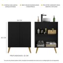 Ver imagem 3 de Gabinete Banheiro 2 Portas Retrô 63cm Multimóveis Mp5006 Preto/natural