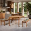 Ver imagem 2 de Mesa de Jantar 6 Lugares com 02 Bancos de Madeira 180cm Trammare C07 Corda Náutica Verde Oliva -