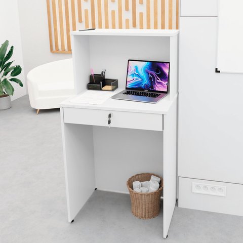 Balcão Caixa Atendimento Comercial Recepção Consultório 60cm Branco