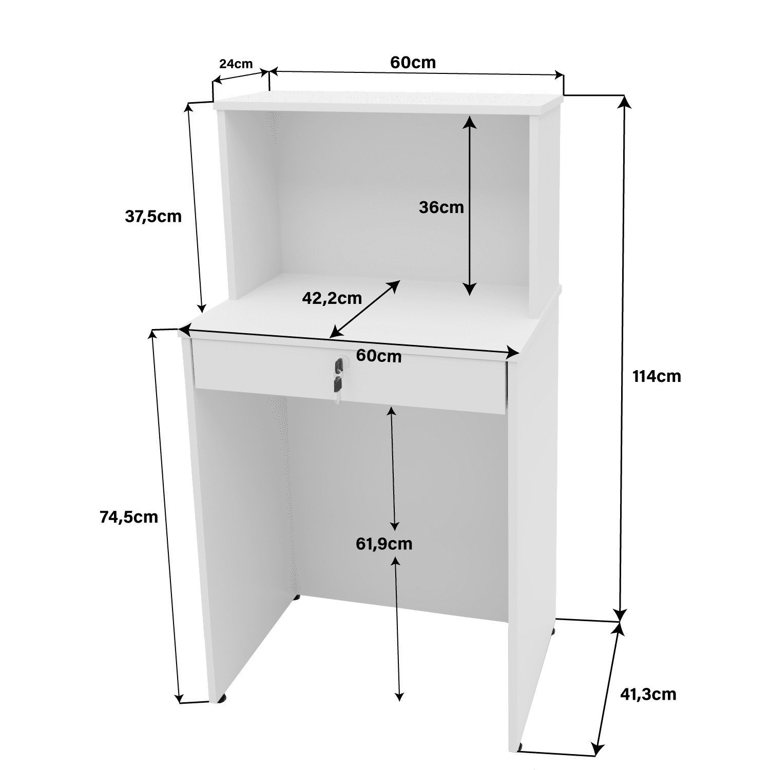 Balcão Caixa Atendimento Comercial Recepção Consultório 60cm - 4