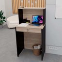 Ver imagem 1 de Balcão Caixa Atendimento Comercial Recepção Consultório 60cm Bege/Carvalho