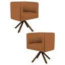 Ver imagem 1 de Kit 2 Poltronas Base Madeira Betina B-262 Veludo Telha