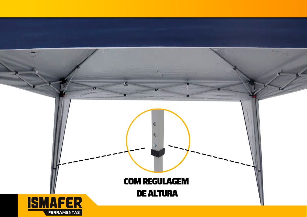 Tenda de Praia Gazebo Desmontável 3x3 Barraca Azul - 5