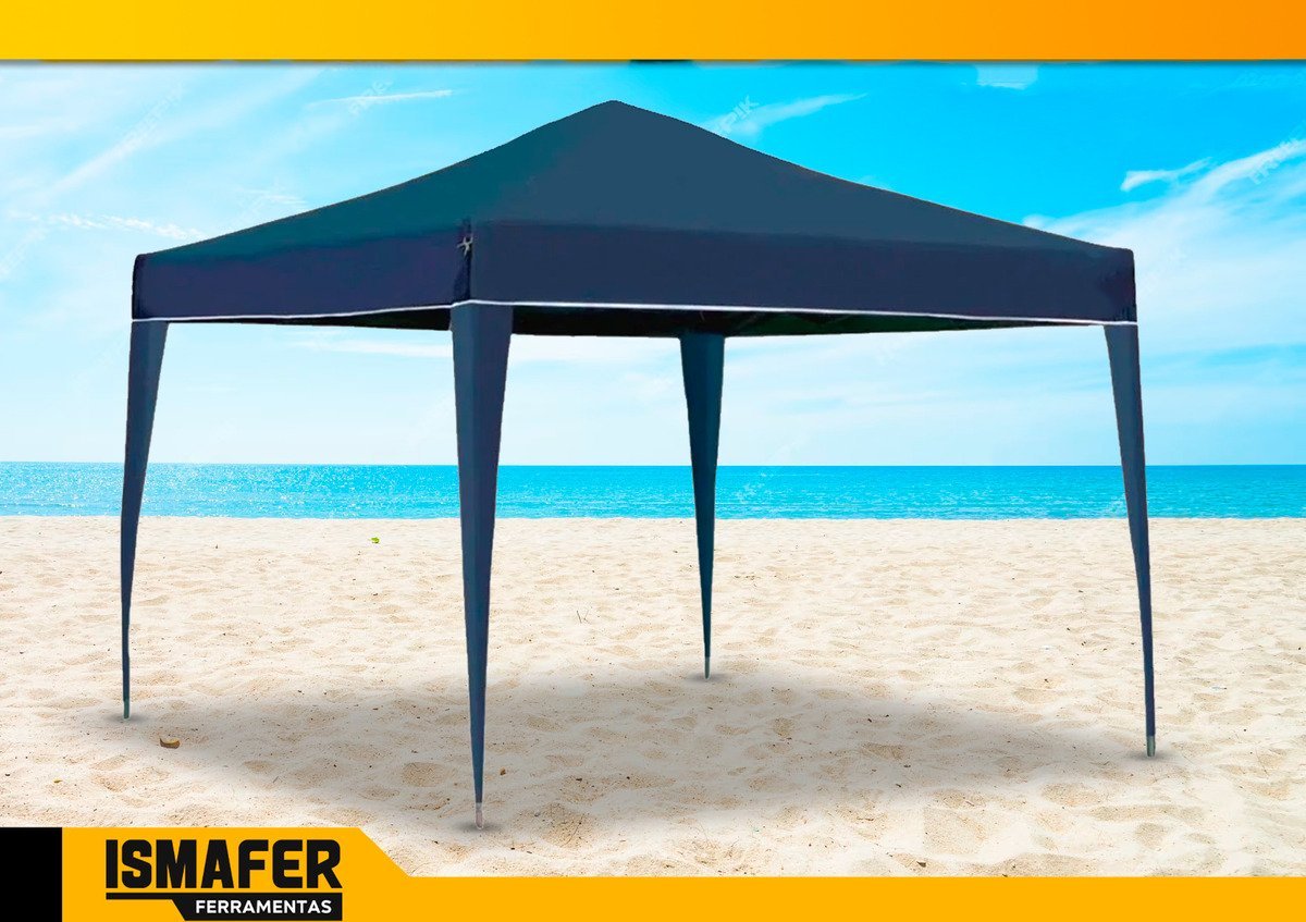 Tenda de Praia Gazebo Desmontável 3x3 Barraca Azul - 7