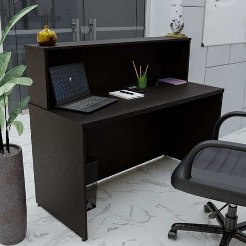 Balcão Atendimento Recepção Consultório 120x60cm Preto