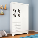 Ver imagem 1 de Guarda Roupa Infantil 4 Portas e 3 Gavetas Luiza Branco