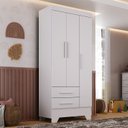 Ver imagem 1 de Guarda Roupa Infantil 3 Portas 2 Gavetas Branco Tic Tac Espresso Móveis