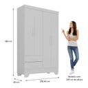 Ver imagem 4 de Guarda Roupa Infantil 4 Portas 2 Gavetas Branco Tic Tac Espresso Móveis