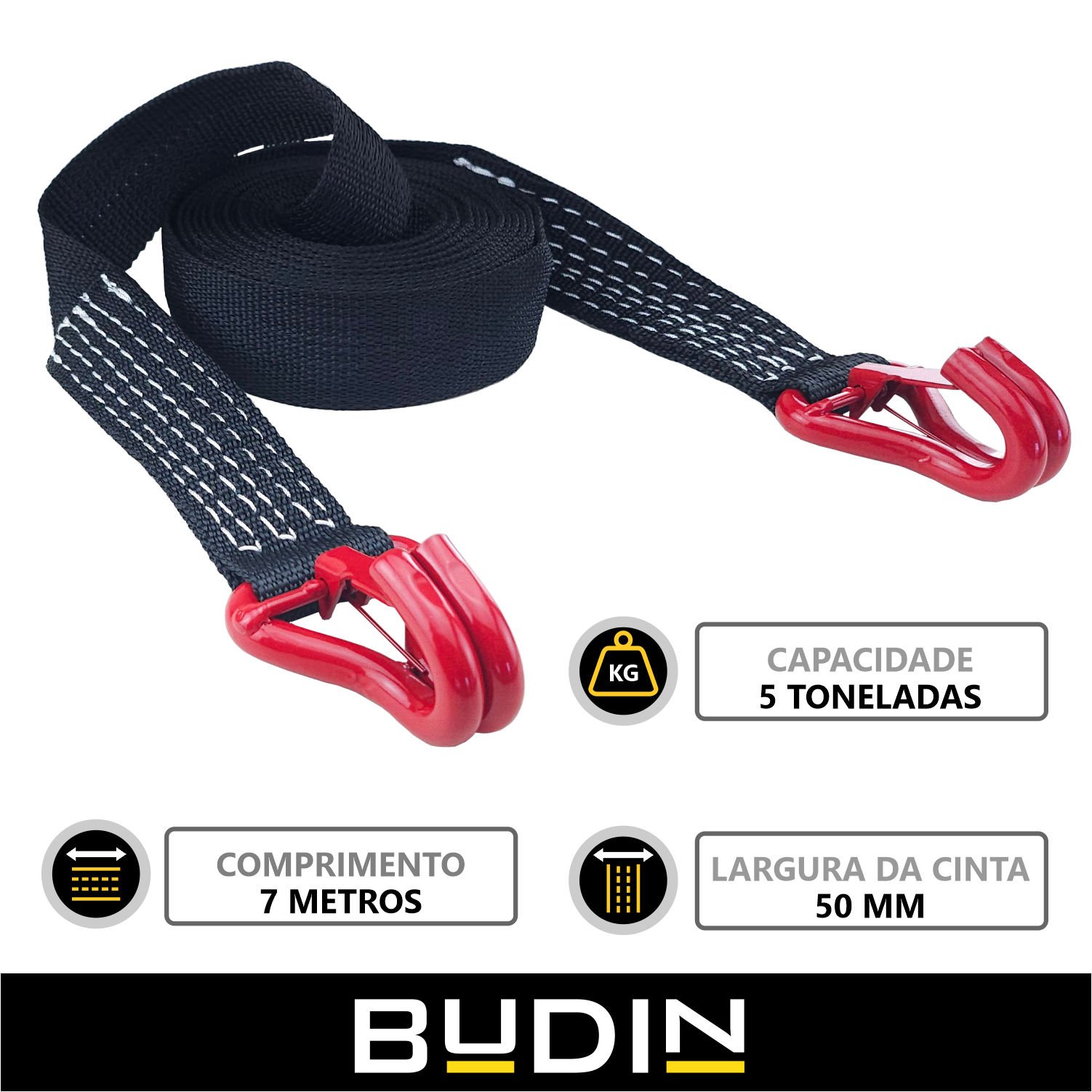 Cinta Fita para Reboque e Arraste Budin - 5 Toneladas - 7 Metros ...