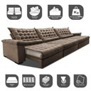 Ver imagem 3 de Sofá Retrátil e Reclinável 3,85m Molas Ensacadas Cama inBox Big Space com Bordado 3D Velusoft