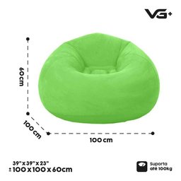 Sofá Poltrona Puff Inflável Deluxe Aveludado Vg+ Verde - 5