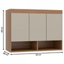 Ver imagem 3 de Armário Aéreo para Quarto 3 Portas 2 Nichos Carvalho Dakar/champanhe 6002 - Soluzione