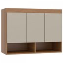 Ver imagem 1 de Armário Aéreo para Quarto 3 Portas 2 Nichos Carvalho Dakar/champanhe 6002 - Soluzione