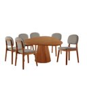 Ver imagem 1 de Conjunto Sala de Jantar Mesa Gênova 1.30cm Tampo Orgânico Laminado com 6 Cadeiras Évora - Móveis Min
