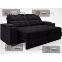 Ver imagem 4 de Sofá com Porta Copos e Carregador Usb Eureka 1,70m Assento Retrátil e Reclinável Velosuede