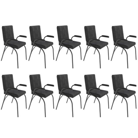 Kit 10 Cadeiras para Escritório Coletiva Estofada Auditório Linha Office