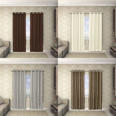 Cortina Seda Amassada - Quarto e Sala - 4,00m x 2,60m - KB Kauan Bordados Caqui