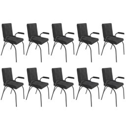 Kit 10 Cadeiras para Escritório Coletiva Estofada Auditório Linha Office - 1