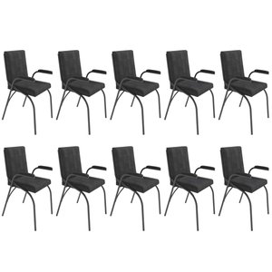 Kit 10 Cadeiras para Escritório Coletiva Estofada Auditório Linha Office