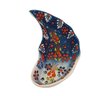 Mini Petisqueira Turca Pintada de Cerâmica Meia Lua Azul Petróleo e Branca 15cm - 1
