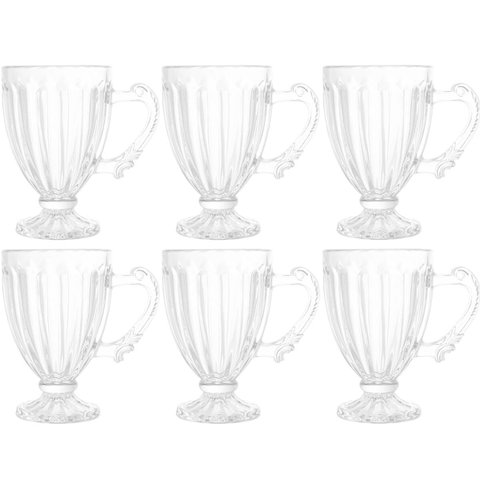 Jogo de Xícaras de Café 6 Peças Taças Pequenas 100ml Cristal Imperial Lyor Casa Cafeteria