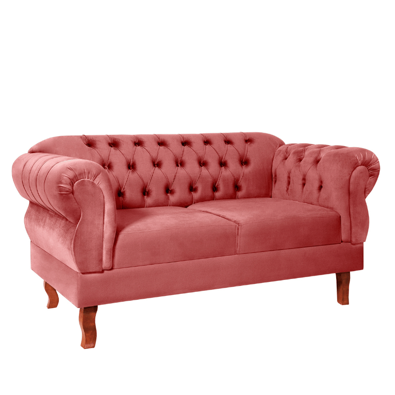 Namoradeira Chesterfield Elisabeth 2 Lugares Via Encanto Veludo Rosa - 1