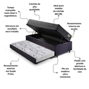 Ver imagem 5 de Bicama Box Baú Solteiro com Colchão Adapto Molas Ensacadas Ecoflex Suede Preto 88x188