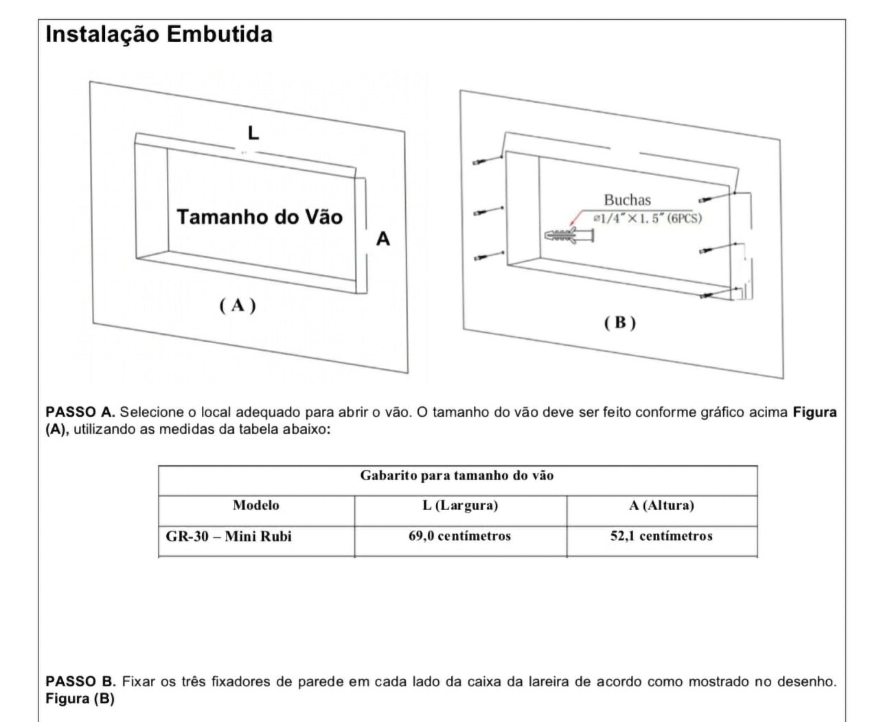 Lareira Elétrica Wgrif Rubi 30''- P/ Embutir Totalmente 220v - 5