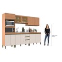 Ver imagem 5 de Cozinha Completa Modulada 5 Peças 11 Portas com Torre Quente e Vidro Reflecta Cecília Marrom/Freijó/Off White