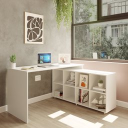 Mesa em L Escrivaninha Kubus com 8 Nichos Yescasa - 1
