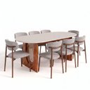 Ver imagem 3 de Conjunto de Jantar Mesa Oval Tali 210cm e 8 Cadeiras Ema CabeCasa MadeiraOriginals Off White/Prata