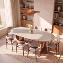 Ver imagem 1 de Conjunto de Jantar com Mesa Oval Tali 210cm e 8 Cadeiras Ema CabeCasa MadeiraOriginals Bege