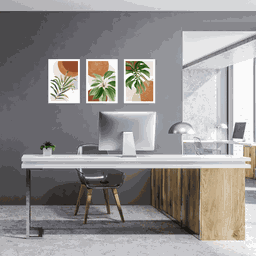 Tríptico - Quadros Decorativos Floral Costela de Adão Grande:Branco - 2