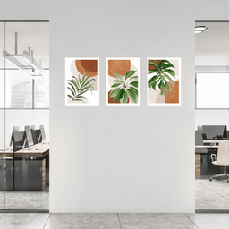 Tríptico - Quadros Decorativos Floral Costela de Adão Grande:Branco - 3