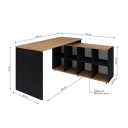 Mesa em L Escrivaninha Kubus com 8 Nichos Yescasa - 3