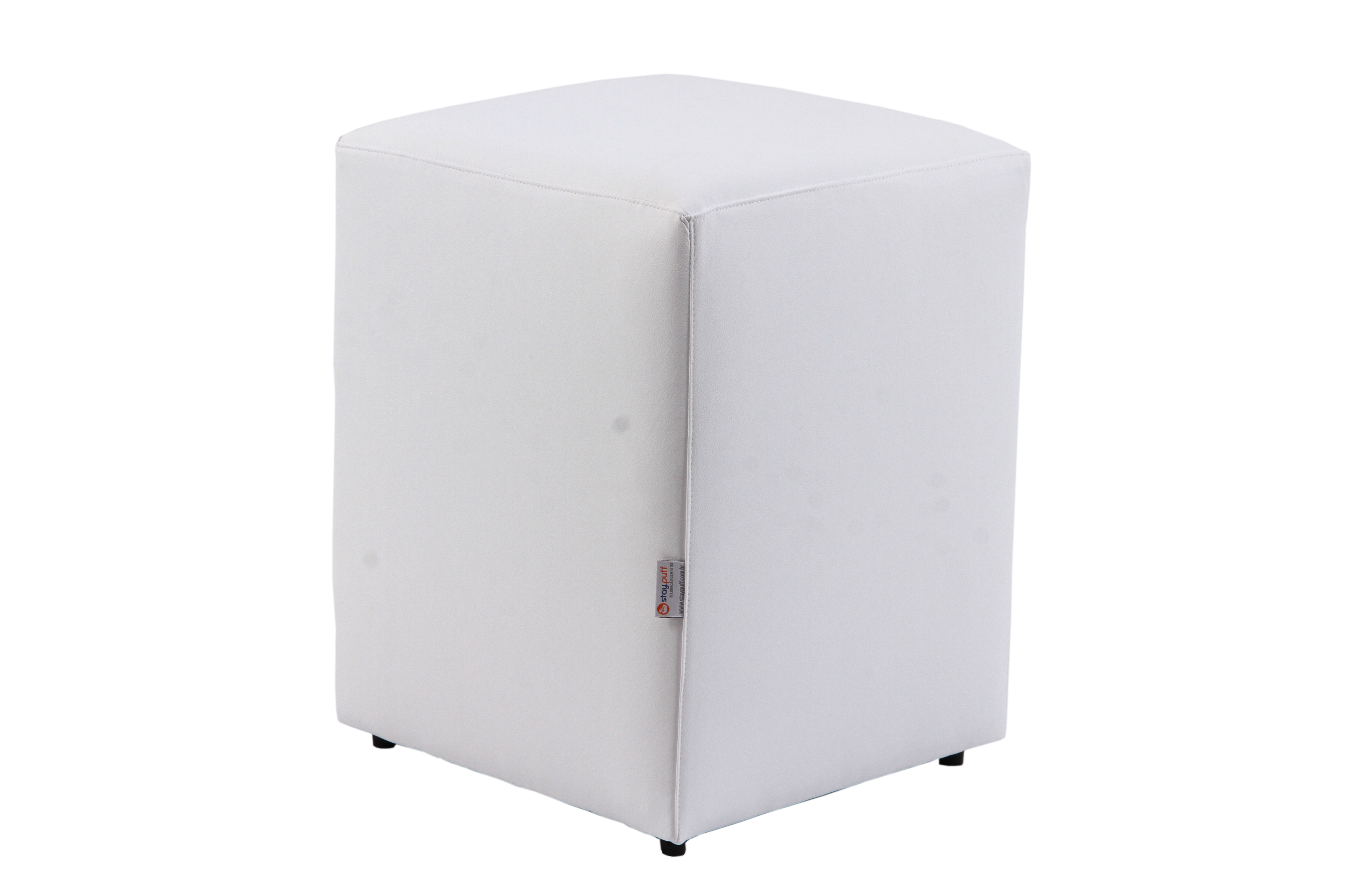 Puff Cubo Madeira Pop Branco