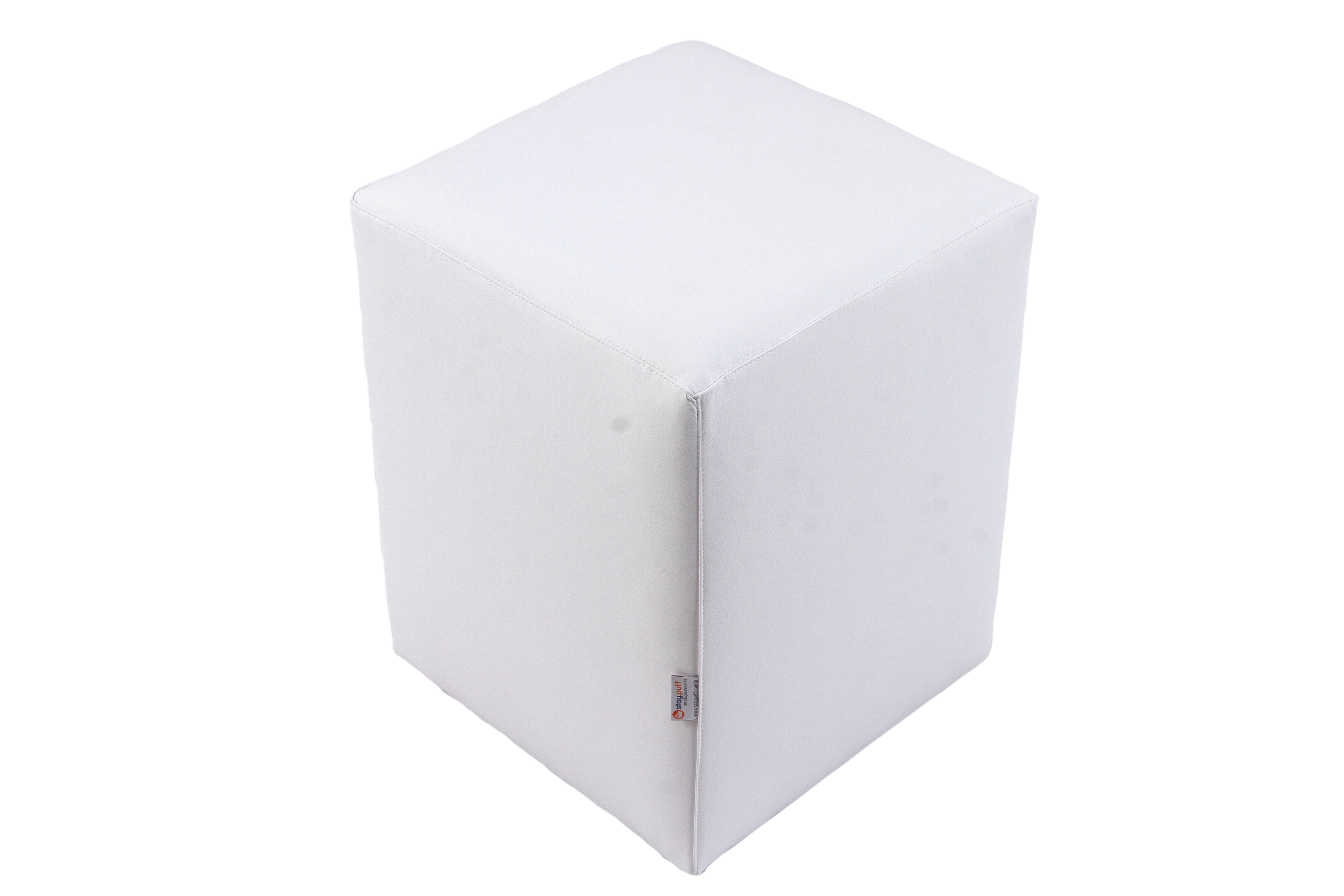 Puff Cubo Madeira Pop Branco - 2