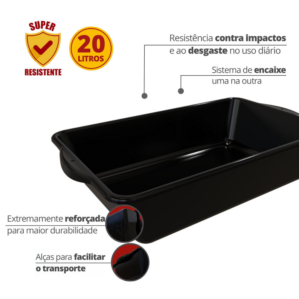 Caixa Super Reforçada Multiuso Capacidade 20 Litros 60,3 X 36,7cm Cor Preta Durín - 2