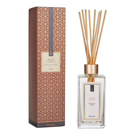 Difusor com Varetas Aromatizador de Ambientes Difusores de Aroma 250ml Clássica - Black Vanilla