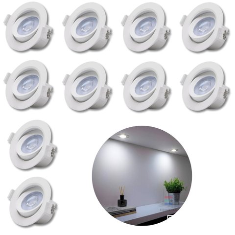 - 10x Spot Redondo Embutir Sanca 5w Direcionavel Mr11 Dicroica