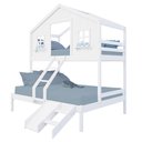 Ver imagem 2 de Beliche Casal/ Solteiro Casinha Dos Sonhos com Kit Escada/ Escorregador Madeira Maciça Branco